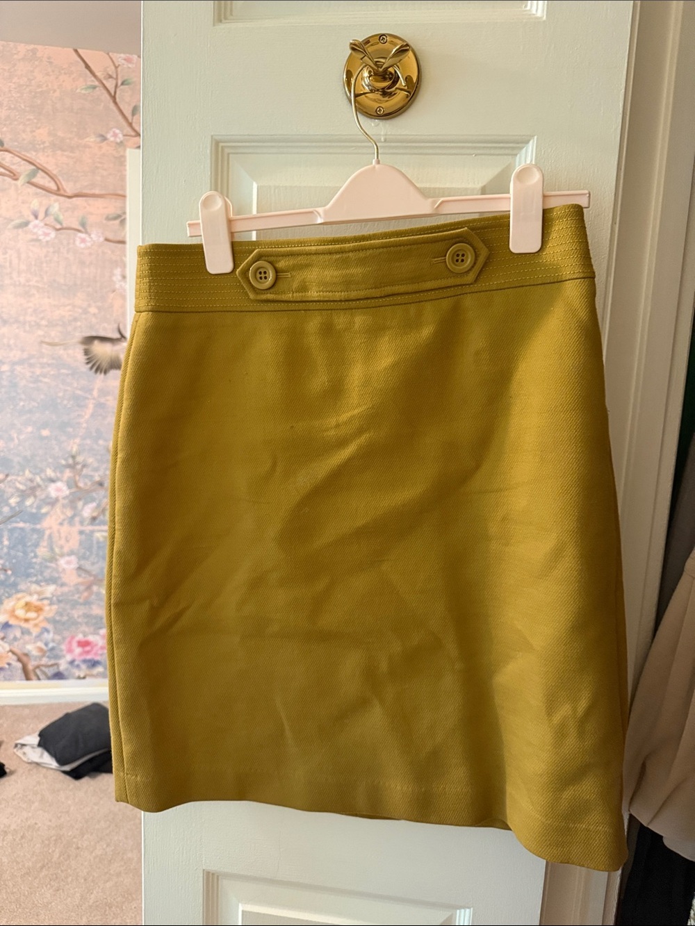Ann Taylor Olive Mustard A-Line Mini Skirt